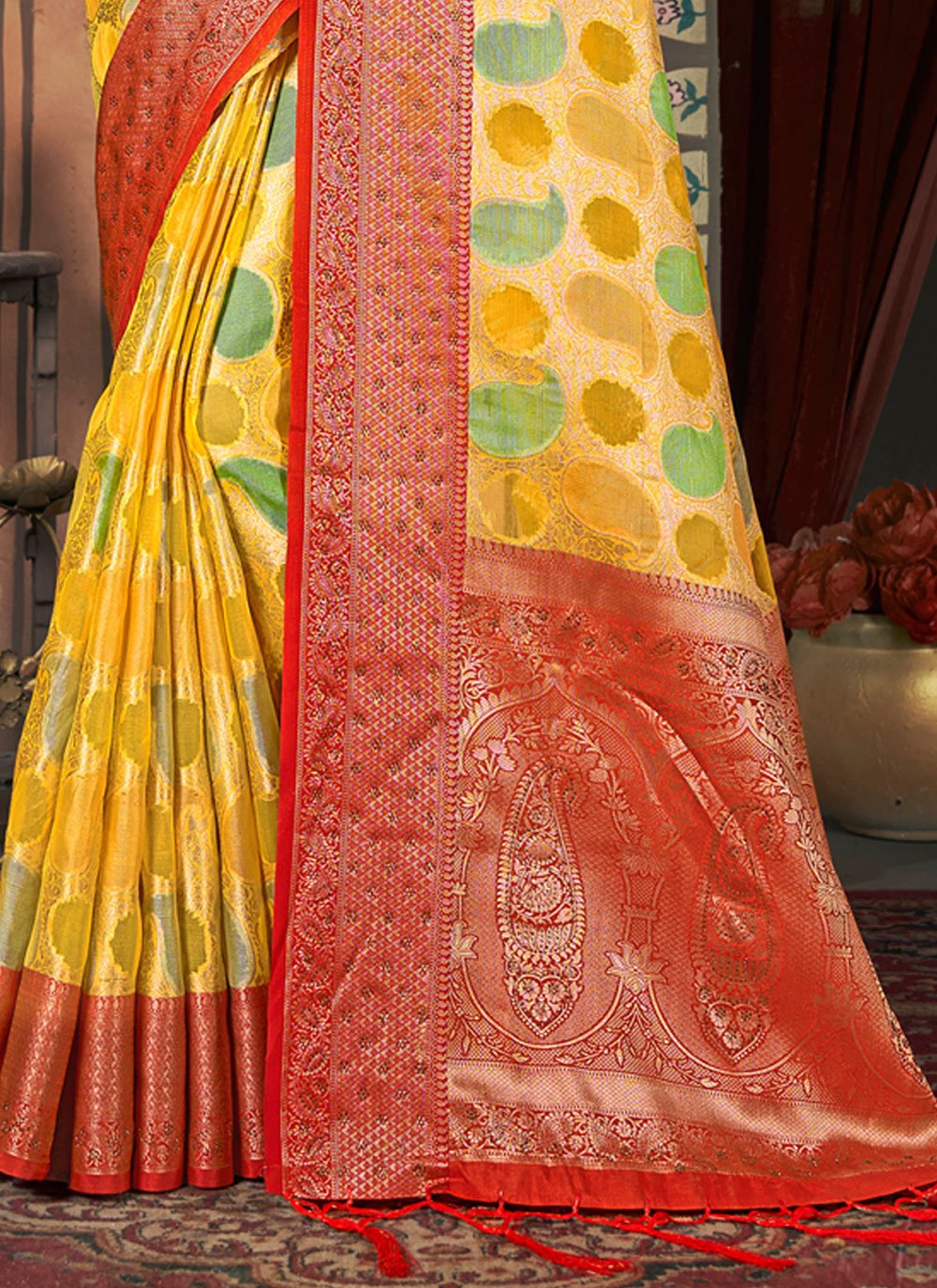 Classic Organza Multi Colour Embroidered Saree