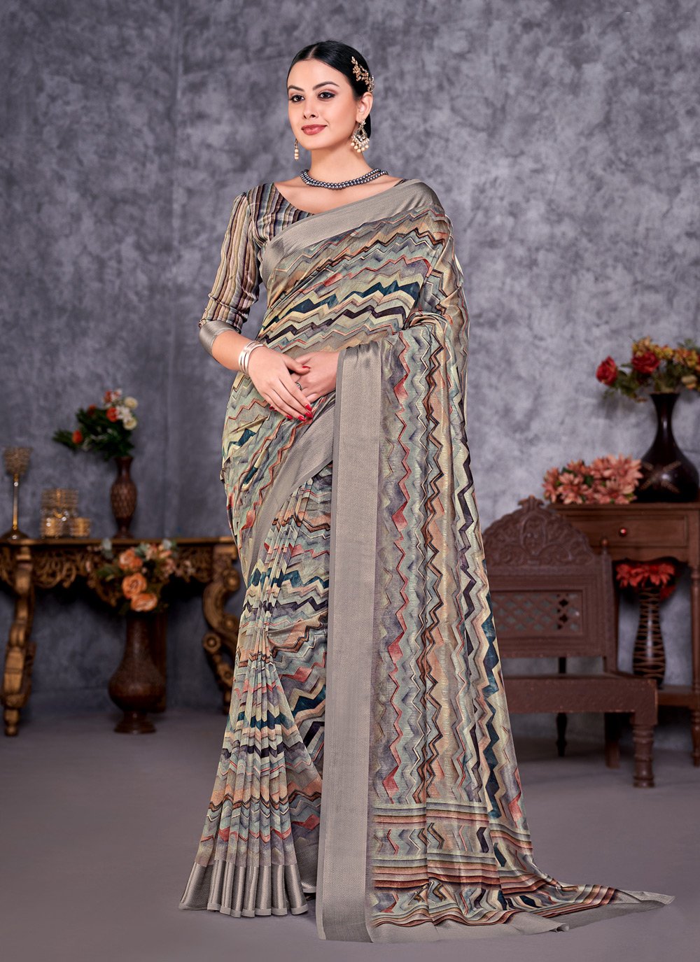 Contemporary Silk Multi Colour Weaving Saree