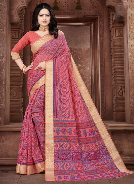 Casual Cotton Multi Colour Print Saree