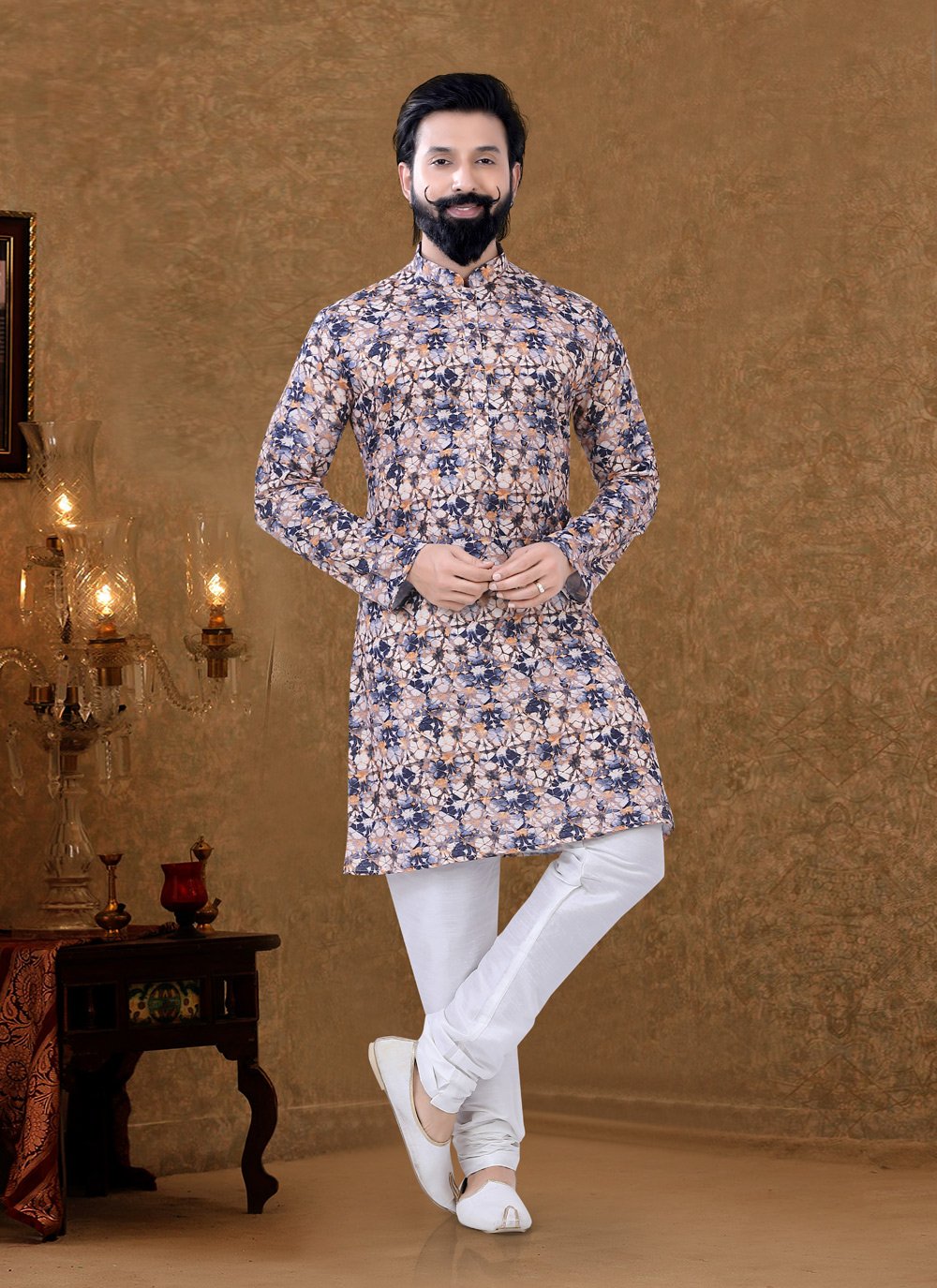 Kurta Pyjama Cotton Multi Colour Digital Print Mens