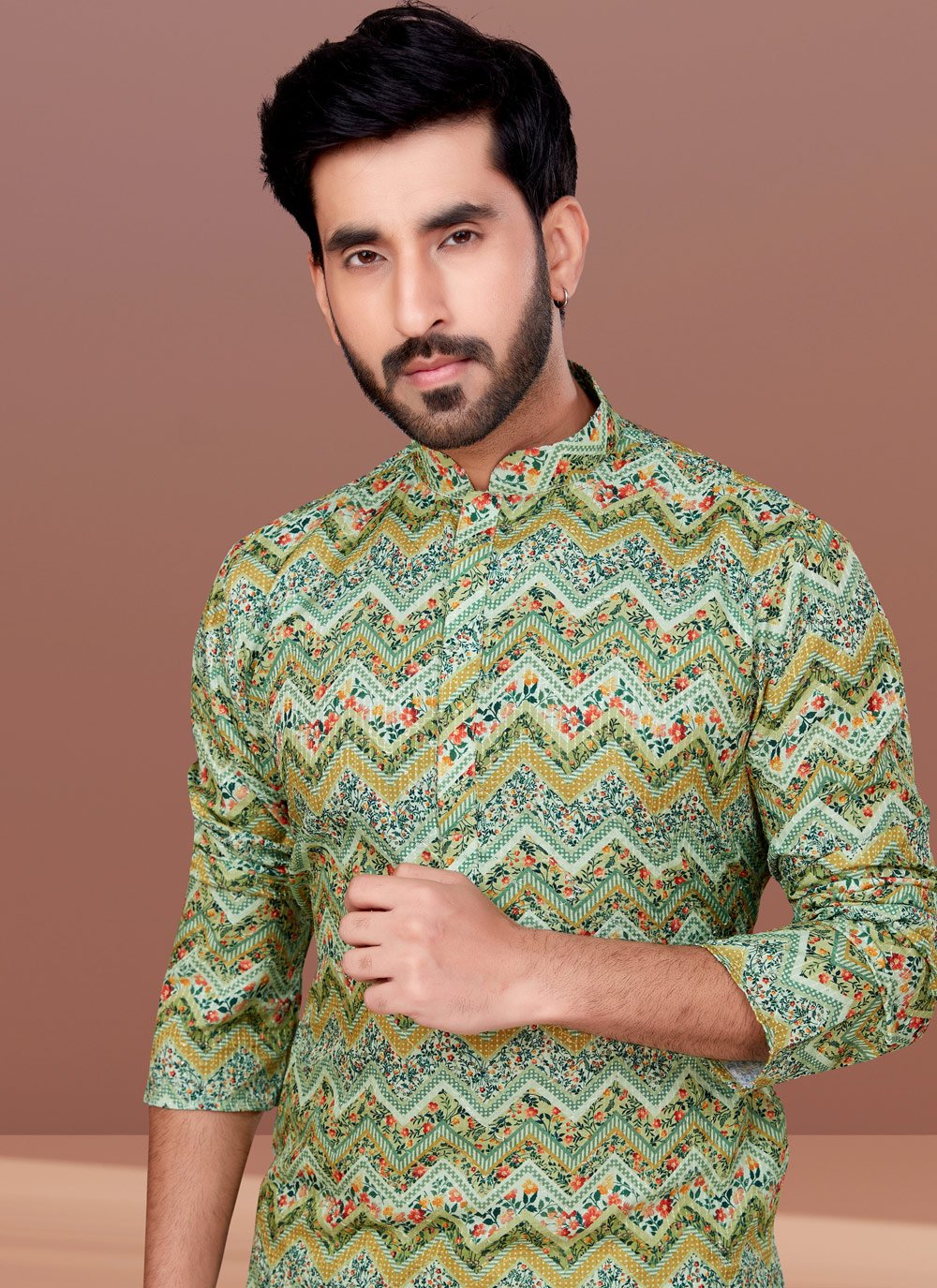 Kurta Pyjama Cotton Multi Colour Digital Print Mens