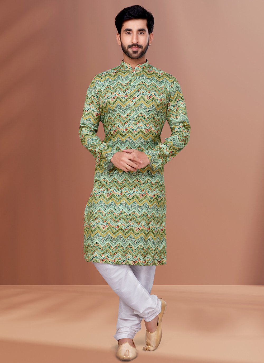 Kurta Pyjama Cotton Multi Colour Digital Print Mens