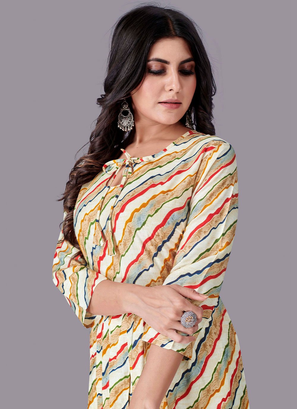 Casual Kurti Rayon Multi Colour Foil Print Kurtis