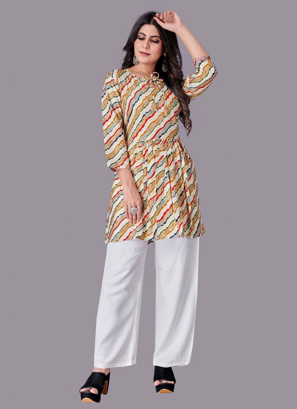 Casual Kurti Rayon Multi Colour Foil Print Kurtis