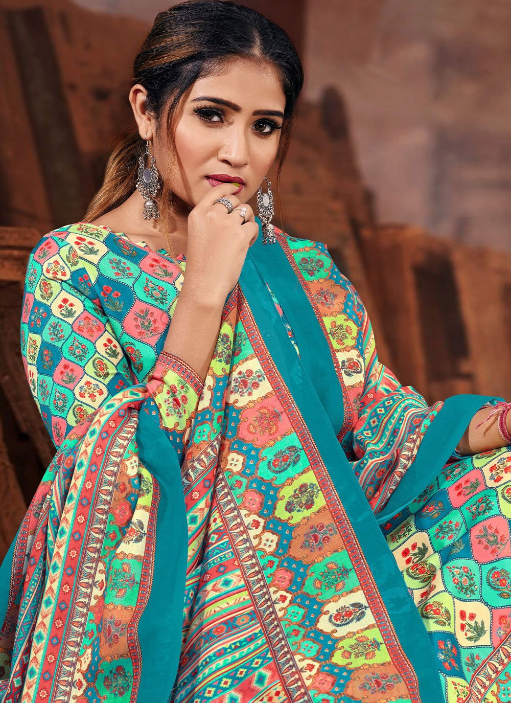 Salwar Suit Cotton Multi Colour Digital Print Salwar Kameez