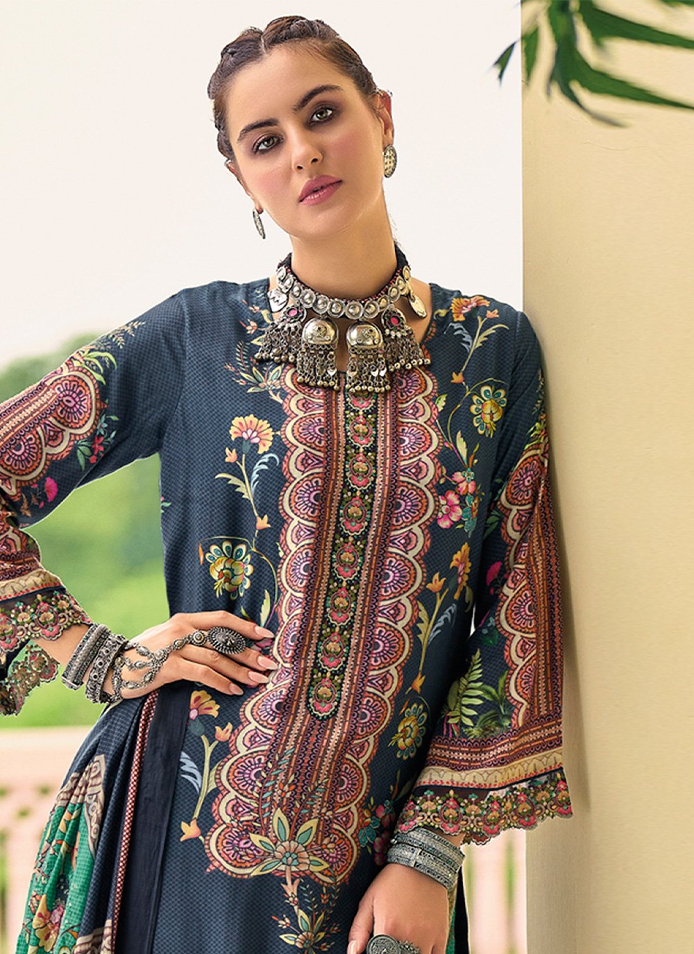 Salwar Suit Silk Multi Colour Digital Print Salwar Kameez