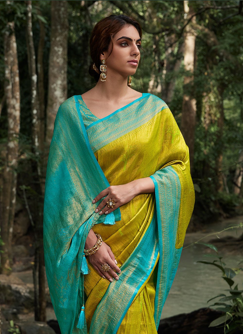 Trendy Saree Kanjivaram Silk Multi Colour Woven Saree