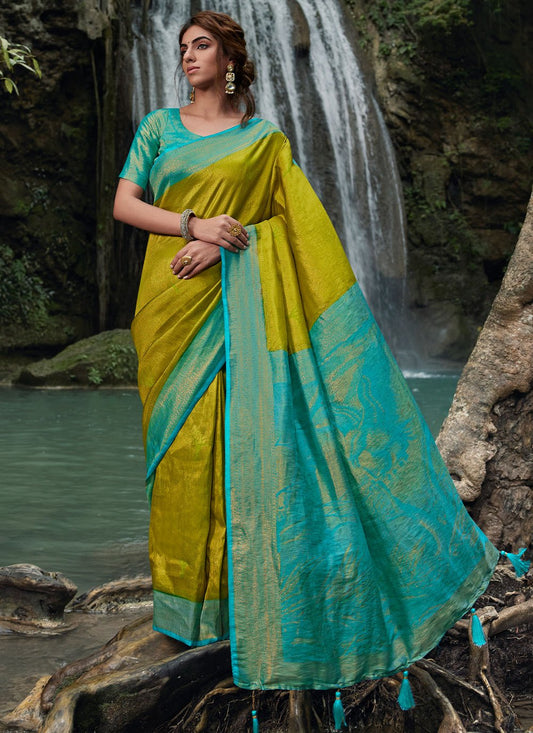 Trendy Saree Kanjivaram Silk Multi Colour Woven Saree