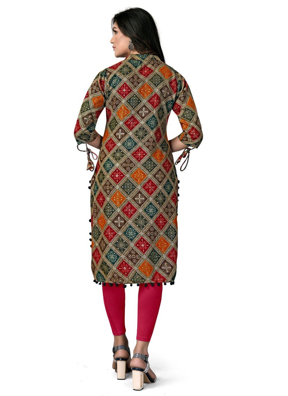 Designer Kurti Rayon Multi Colour Foil Print Kurtis