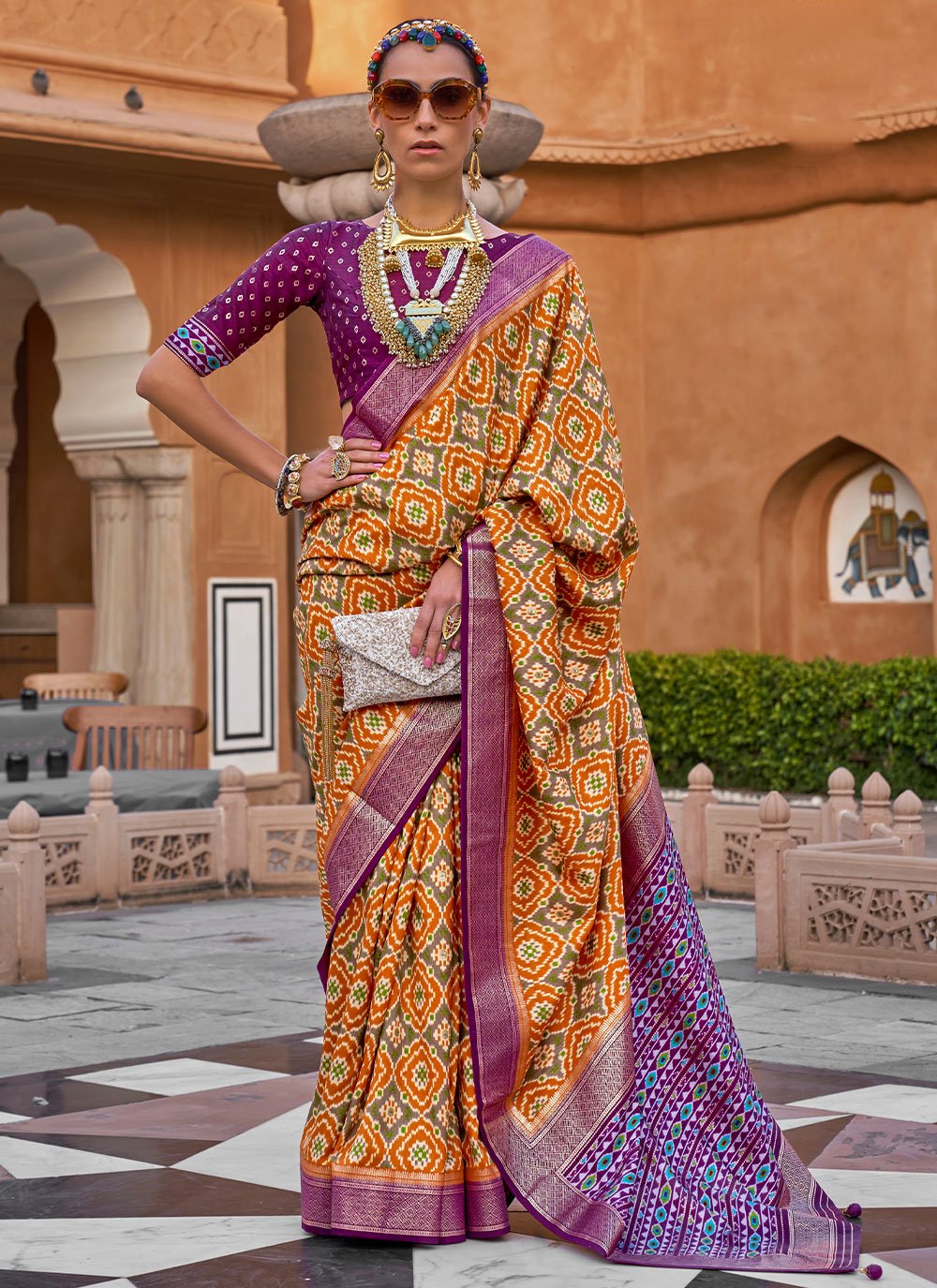 Classic Silk Multi Colour Foil Print Saree