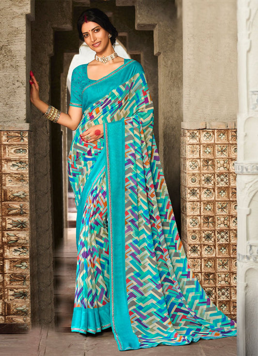 Contemporary Georgette Multi Colour Print Saree