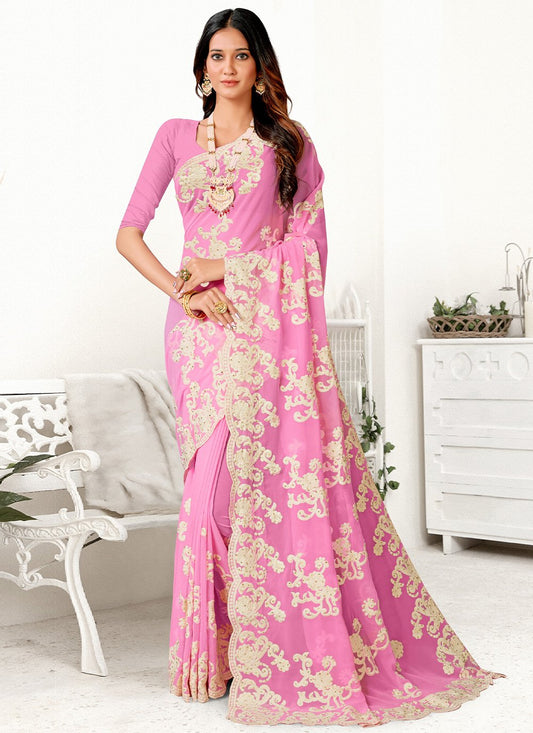 Contemporary Georgette Multi Colour Patch Border Saree