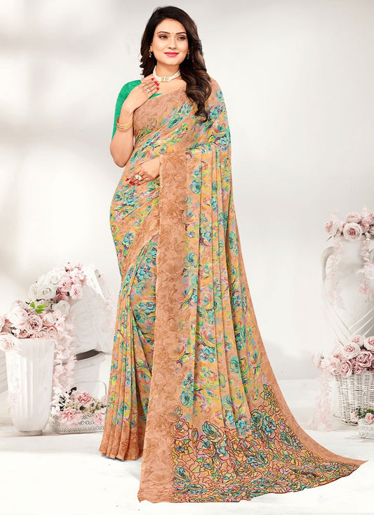 Classic Georgette Multi Colour Print Saree