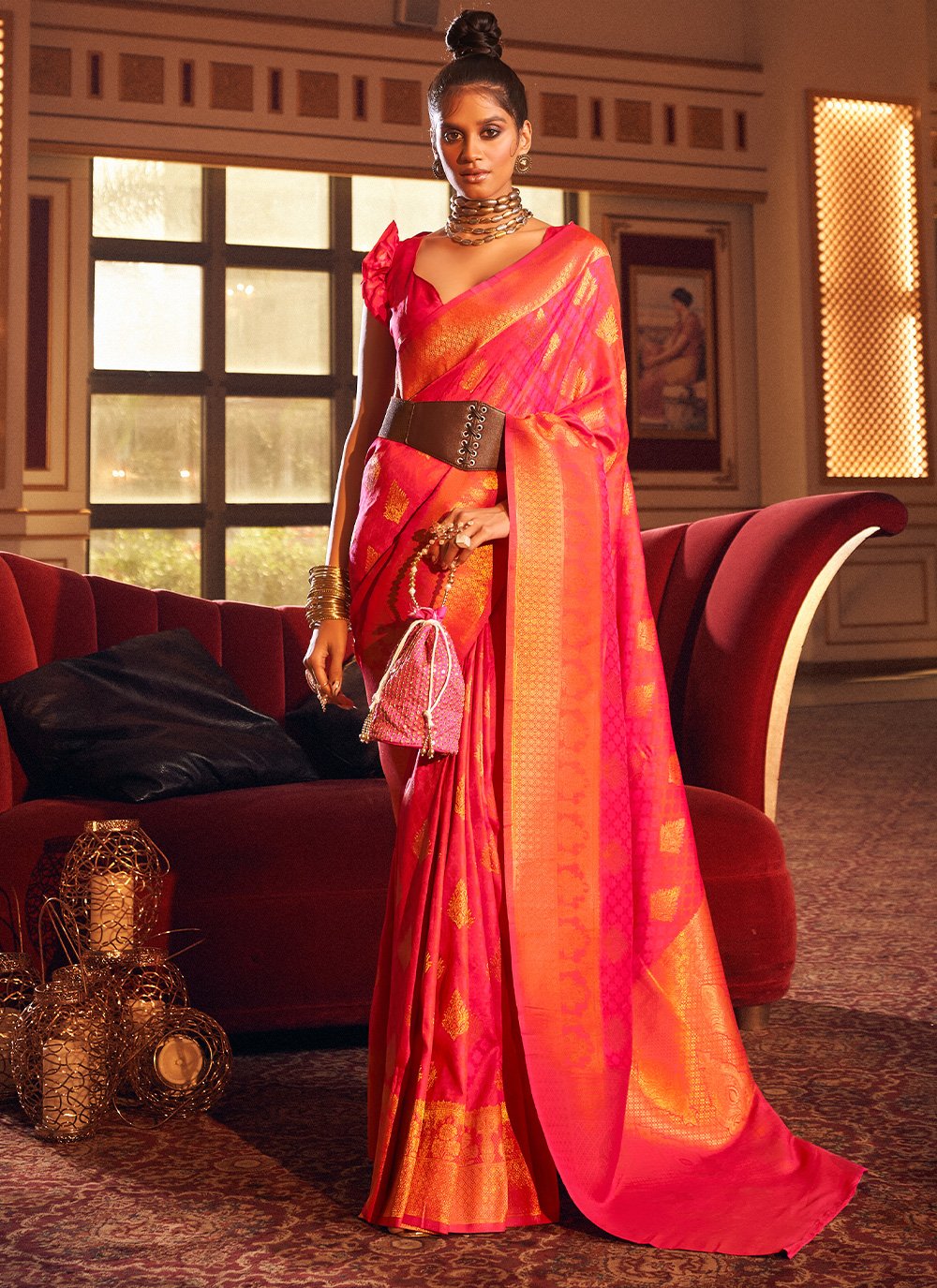 Classic Handloom Silk Multi Colour Weaving Saree