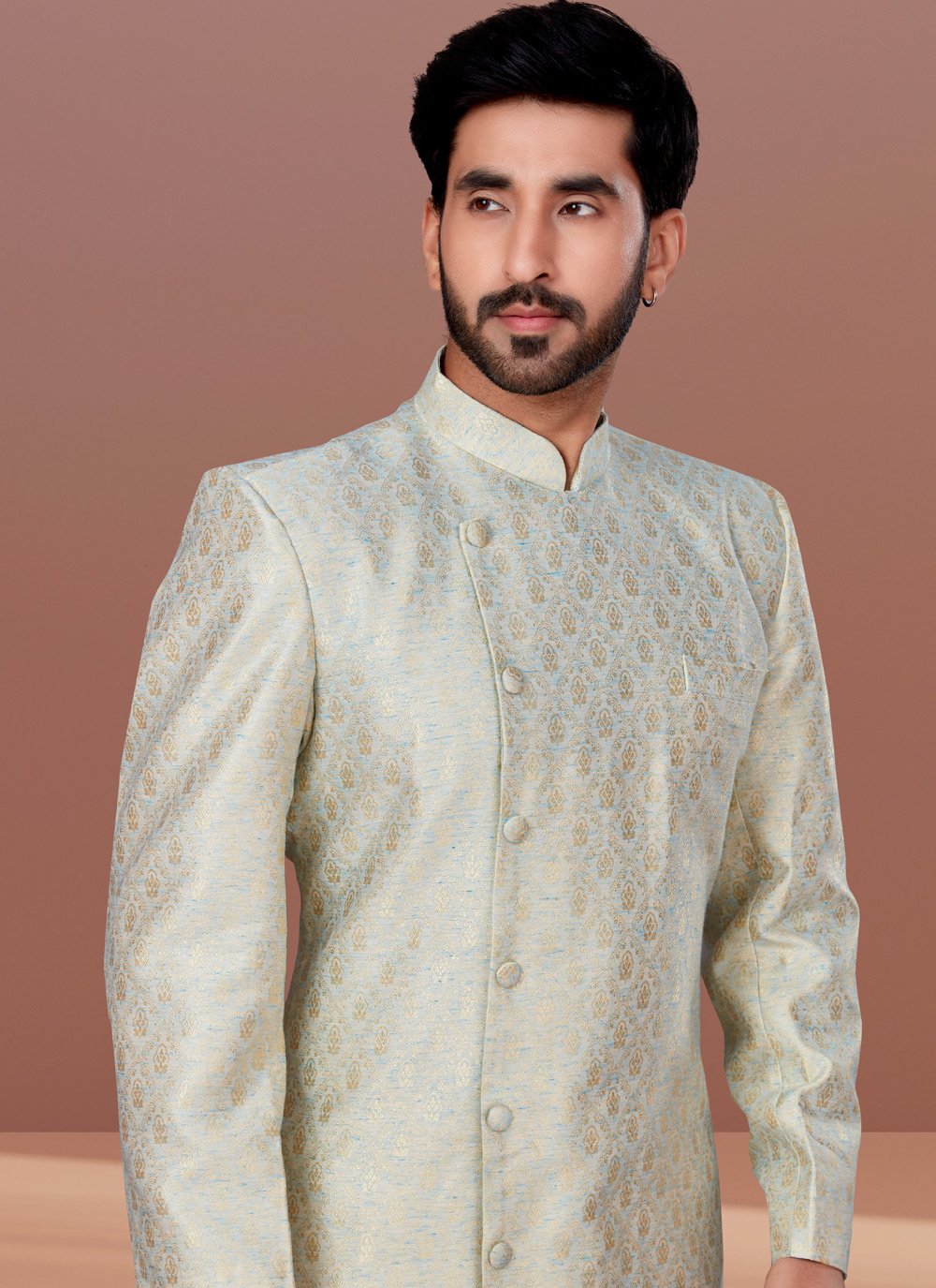 Indo Western Jacquard Multi Colour Fancy Work Mens