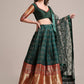 Lehenga Choli Jacquard Silk Multi Colour Strips Print Lehenga Choli