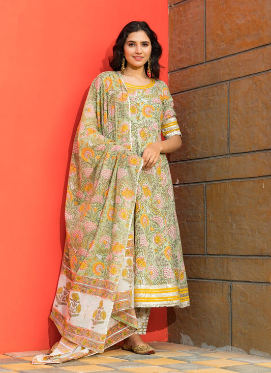 Pant Style Suit Cotton Multi Colour Lace Salwar Kameez