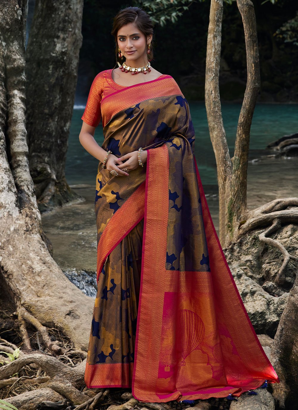 Classic Kanjivaram Silk Multi Colour Woven Saree