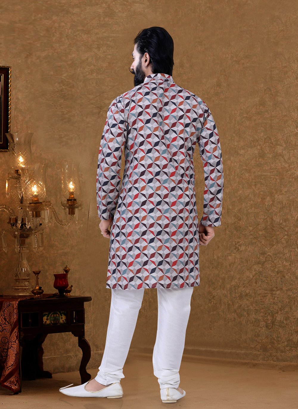 Kurta Pyjama Cotton Multi Colour Digital Print Mens