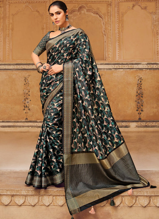 Trendy Saree Silk Multi Colour Digital Print Saree