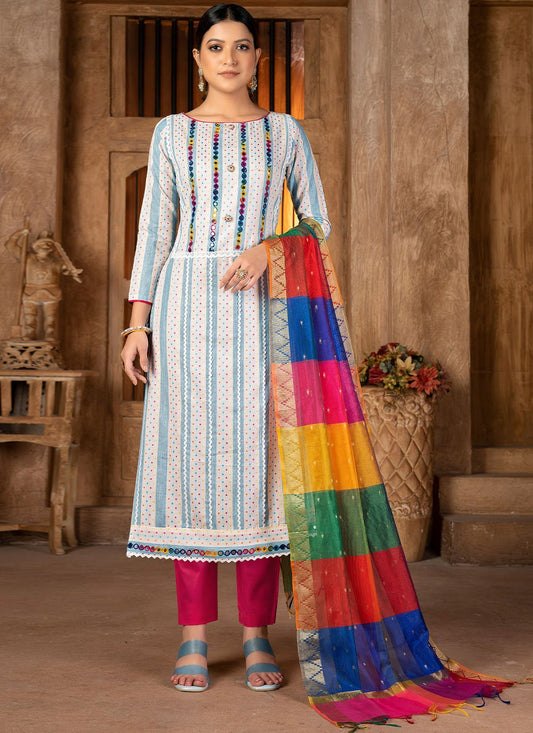 Salwar Suit Cotton Multi Colour Mirror Salwar Kameez