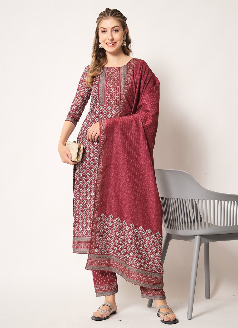 Trendy Suit Muslin Multi Colour Embroidered Salwar Kameez