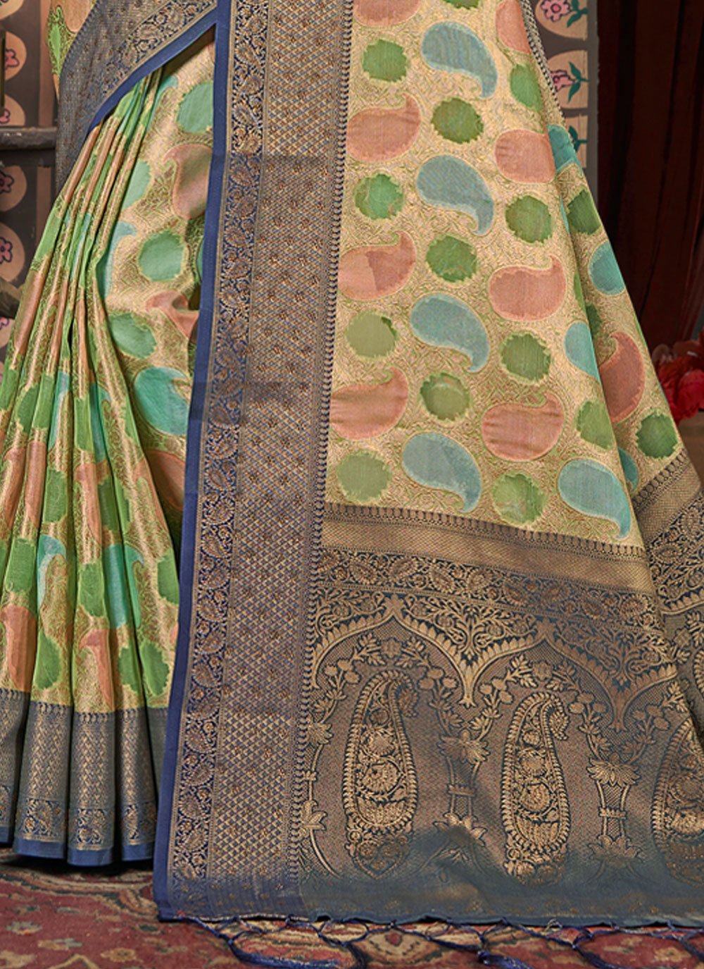 Classic Organza Multi Colour Embroidered Saree