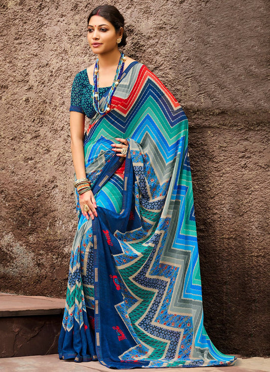 Trendy Saree Georgette Multi Colour Print Saree