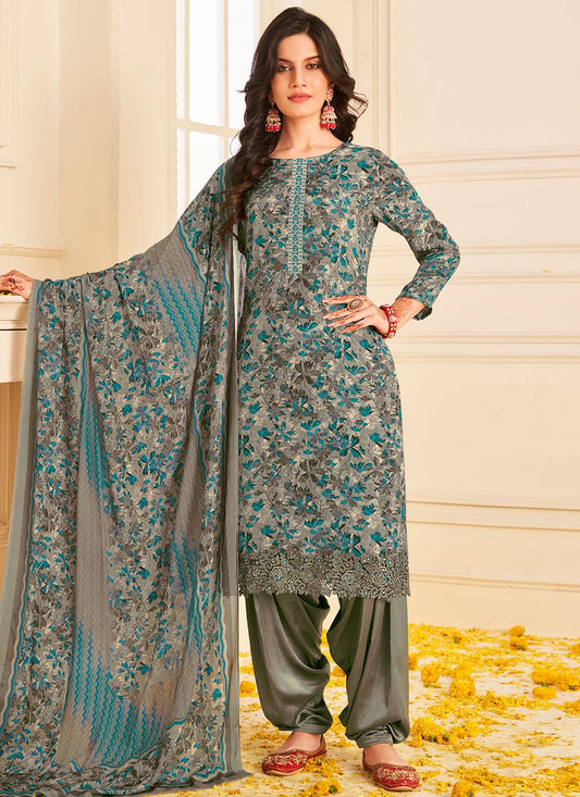 Patiala Suit Pure Crepe Multi Colour Digital Print Salwar Kameez