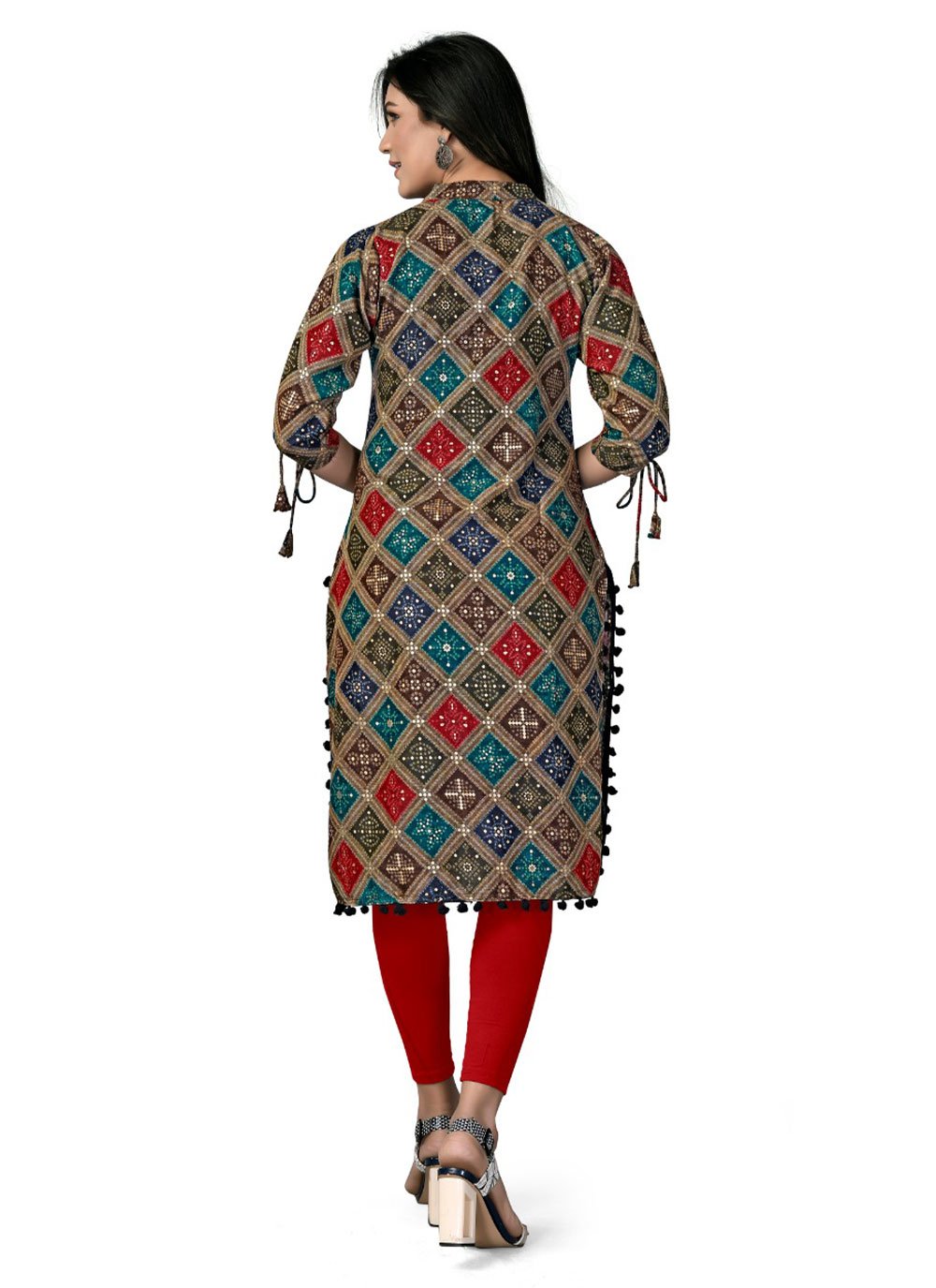 Designer Kurti Rayon Multi Colour Foil Print Kurtis