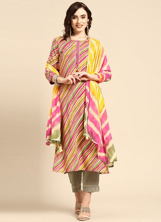 Salwar Suit Rayon Multi Colour Print Salwar Kameez