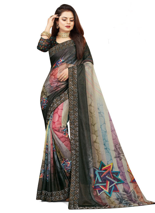 Classic Lycra Multi Colour Digital Print Saree