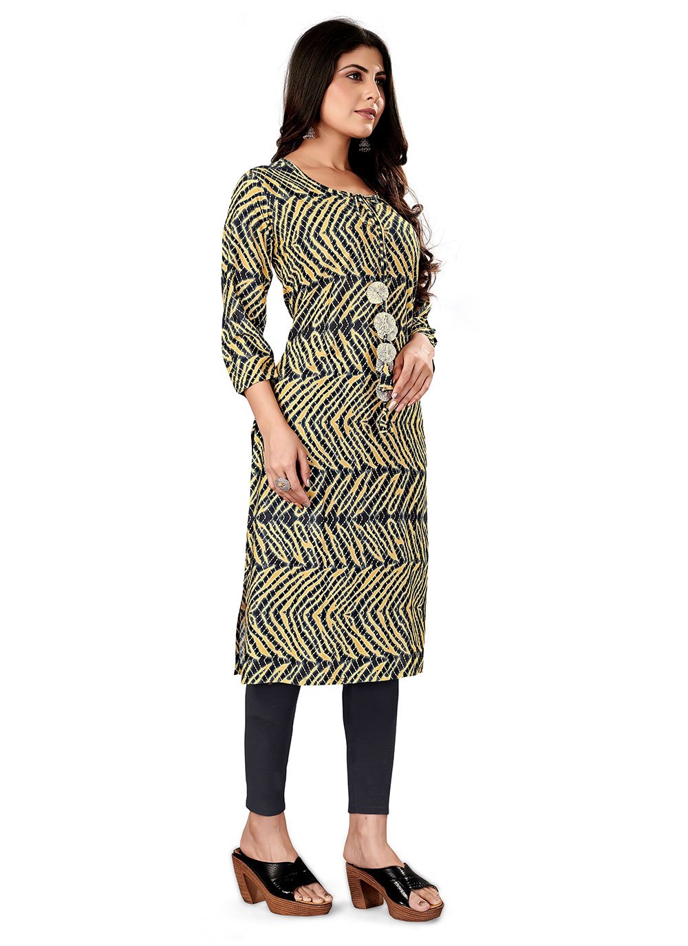 Party Wear Kurti Rayon Viscose Multi Colour Foil Print Kurtis