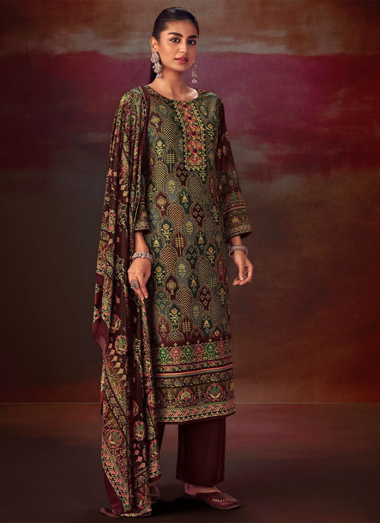 Pakistani Salwar Suit Pashmina Multi Colour Digital Print Salwar Kameez