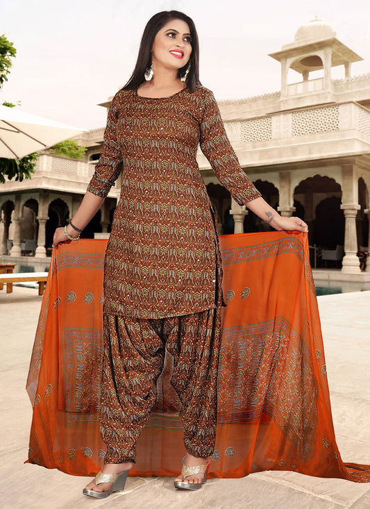 Punjabi Salwar Suit Pashmina Multi Colour Print Salwar Kameez