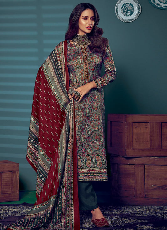 Salwar Suit Pashmina Multi Colour Digital Print Salwar Kameez