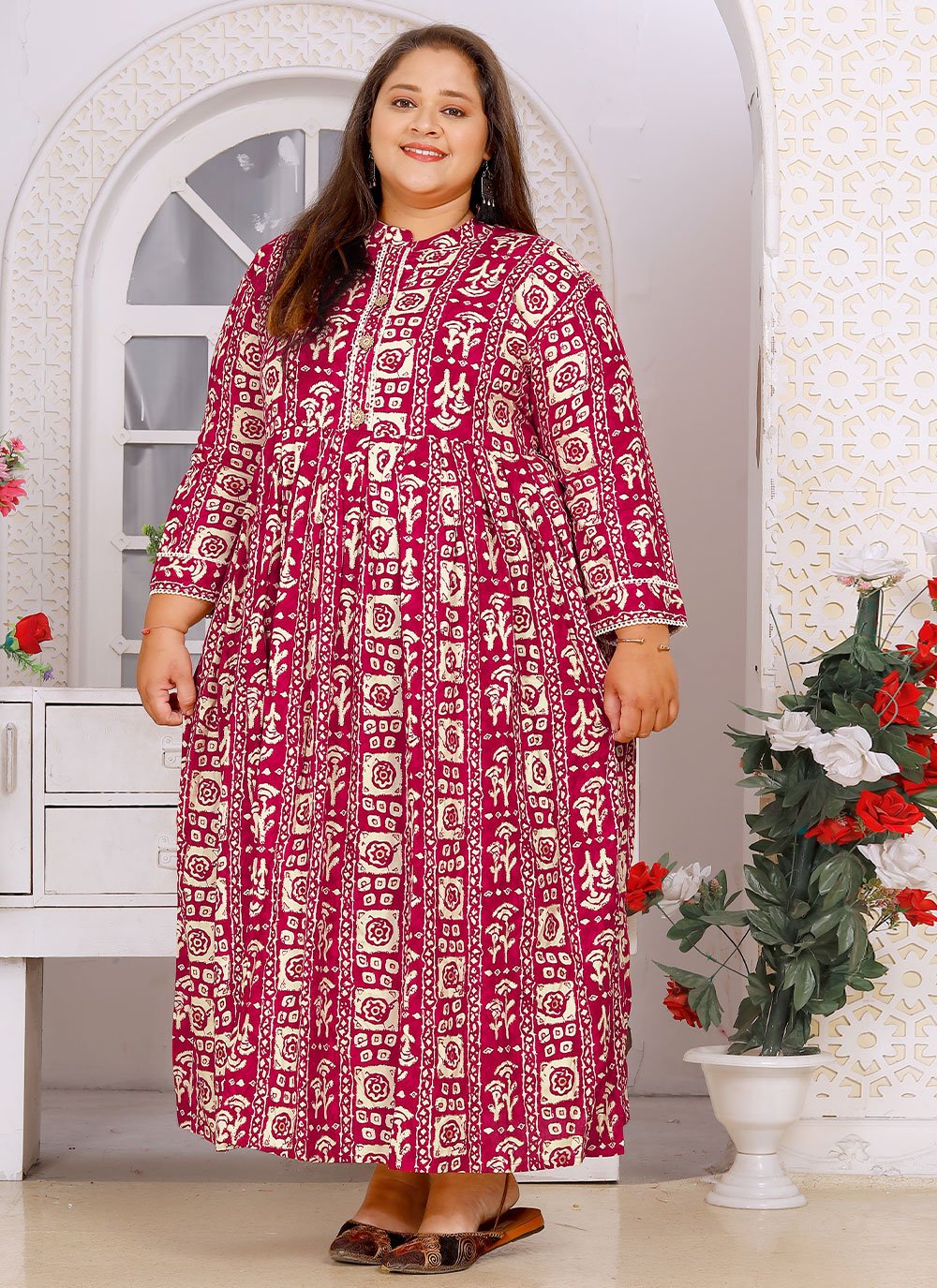 Designer Kurti Rayon Multi Colour Buttons Kurtis