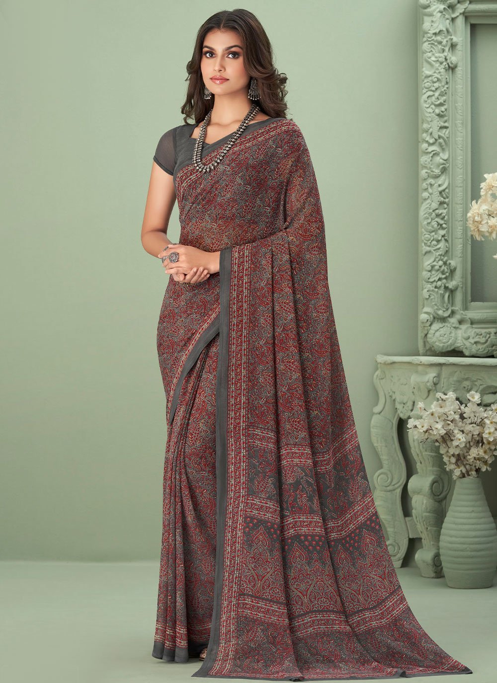 Classic Georgette Multi Colour Print Saree