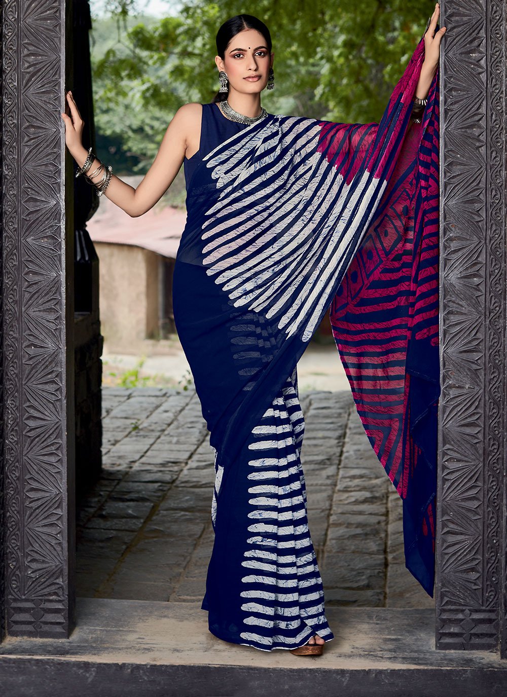 Contemporary Georgette Multi Colour Print Saree