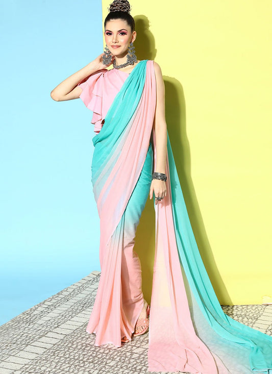 Classic Chiffon Multi Colour Print Saree