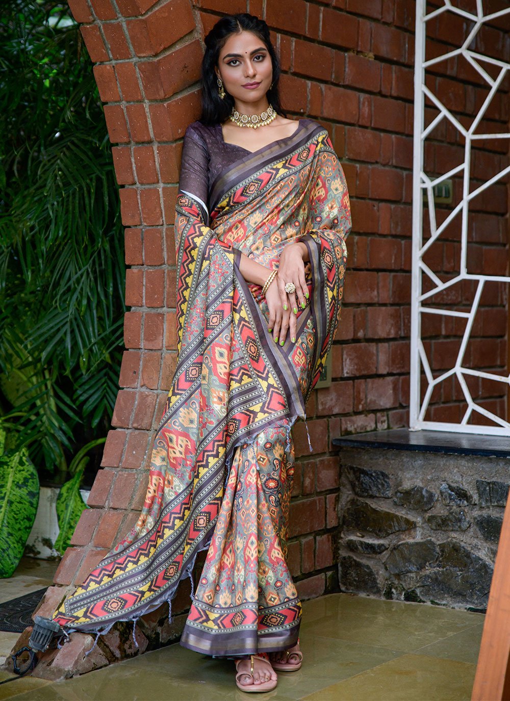 Contemporary Cotton Silk Multi Colour Print Saree