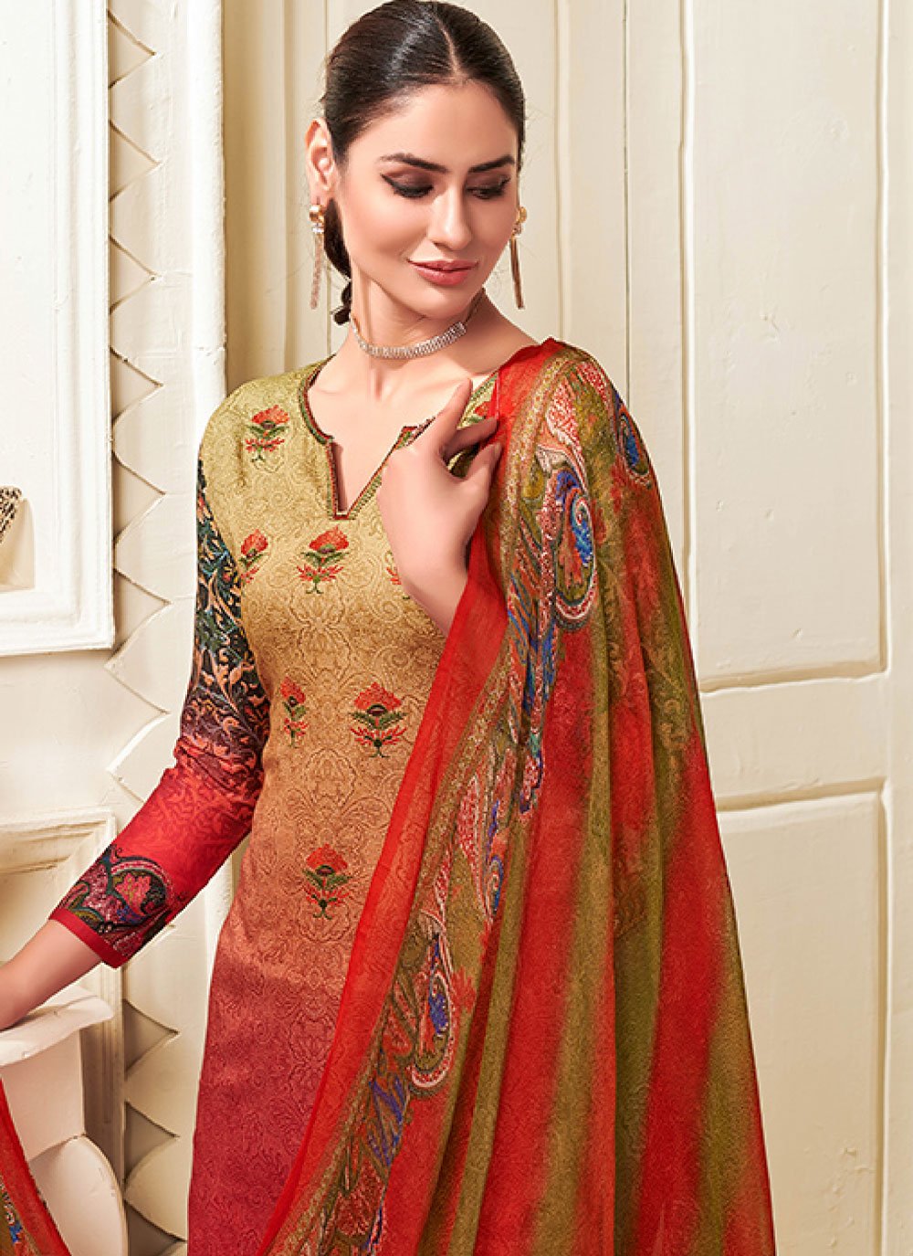 Salwar Suit Cotton Multi Colour Embroidered Salwar Kameez