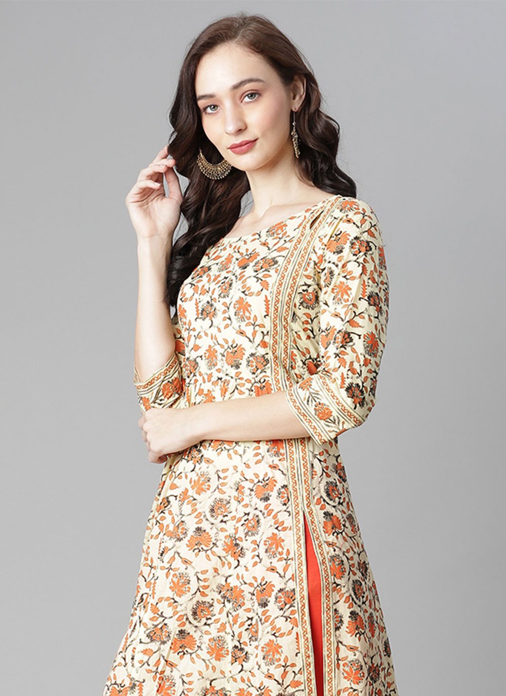 Designer Kurti Cotton Multi Colour Print Kurtis