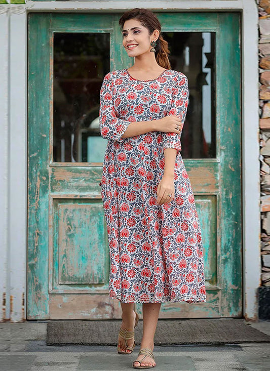 Casual Kurti Cotton Multi Colour Print Kurtis