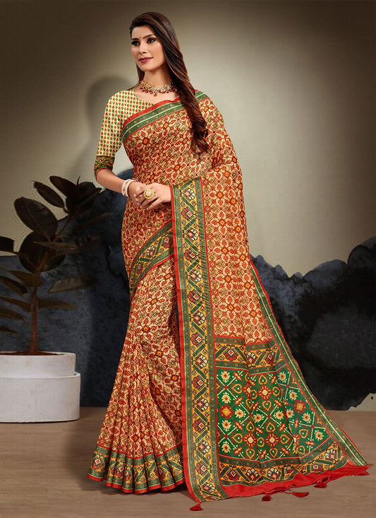 Contemporary Cotton Multi Colour Print Saree