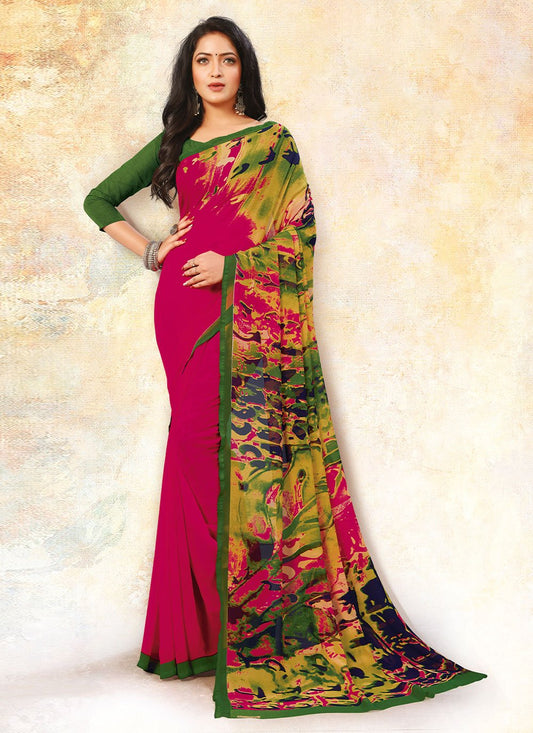 Contemporary Georgette Multi Colour Print Saree