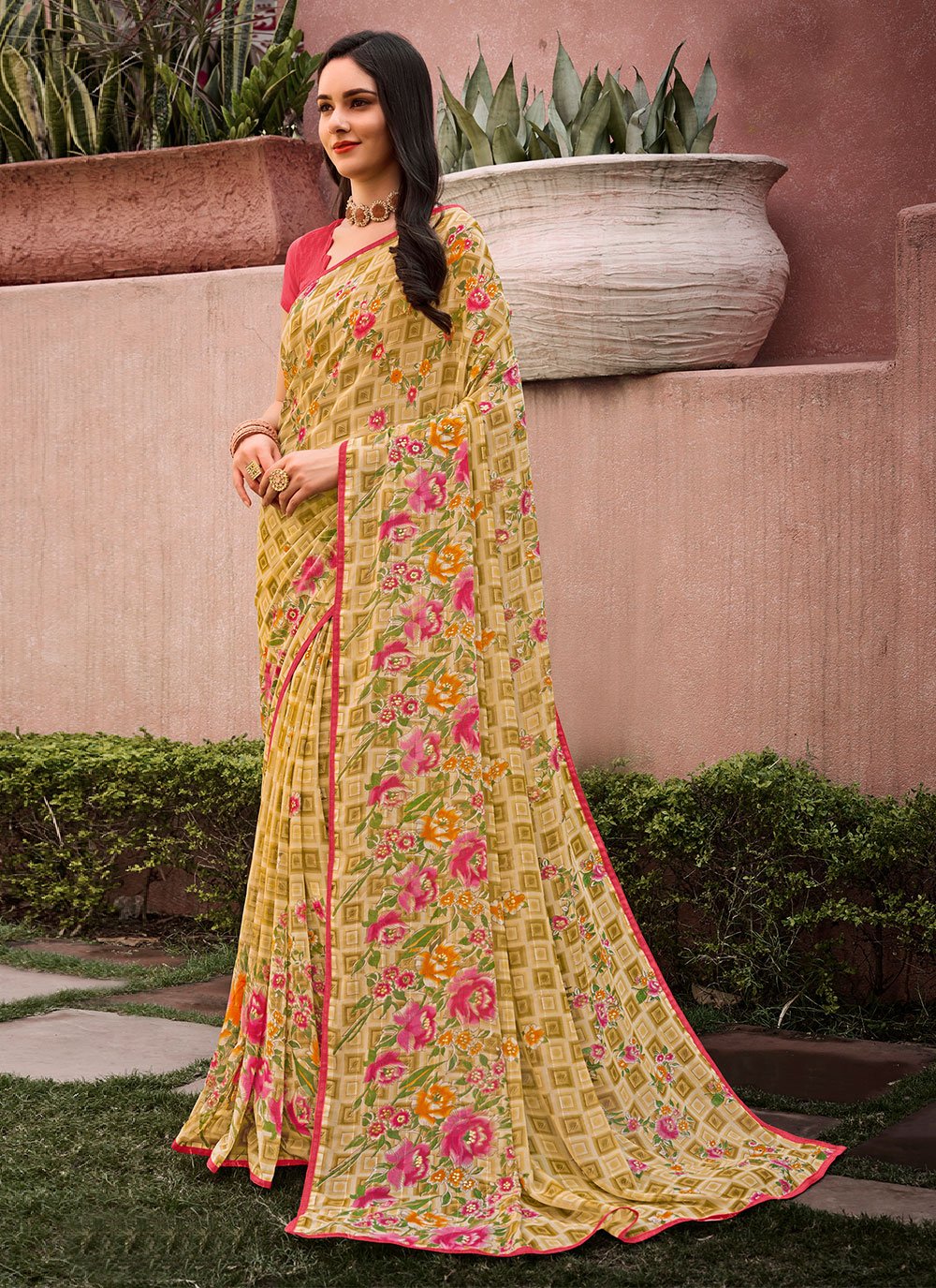 Contemporary Georgette Multi Colour Print Saree