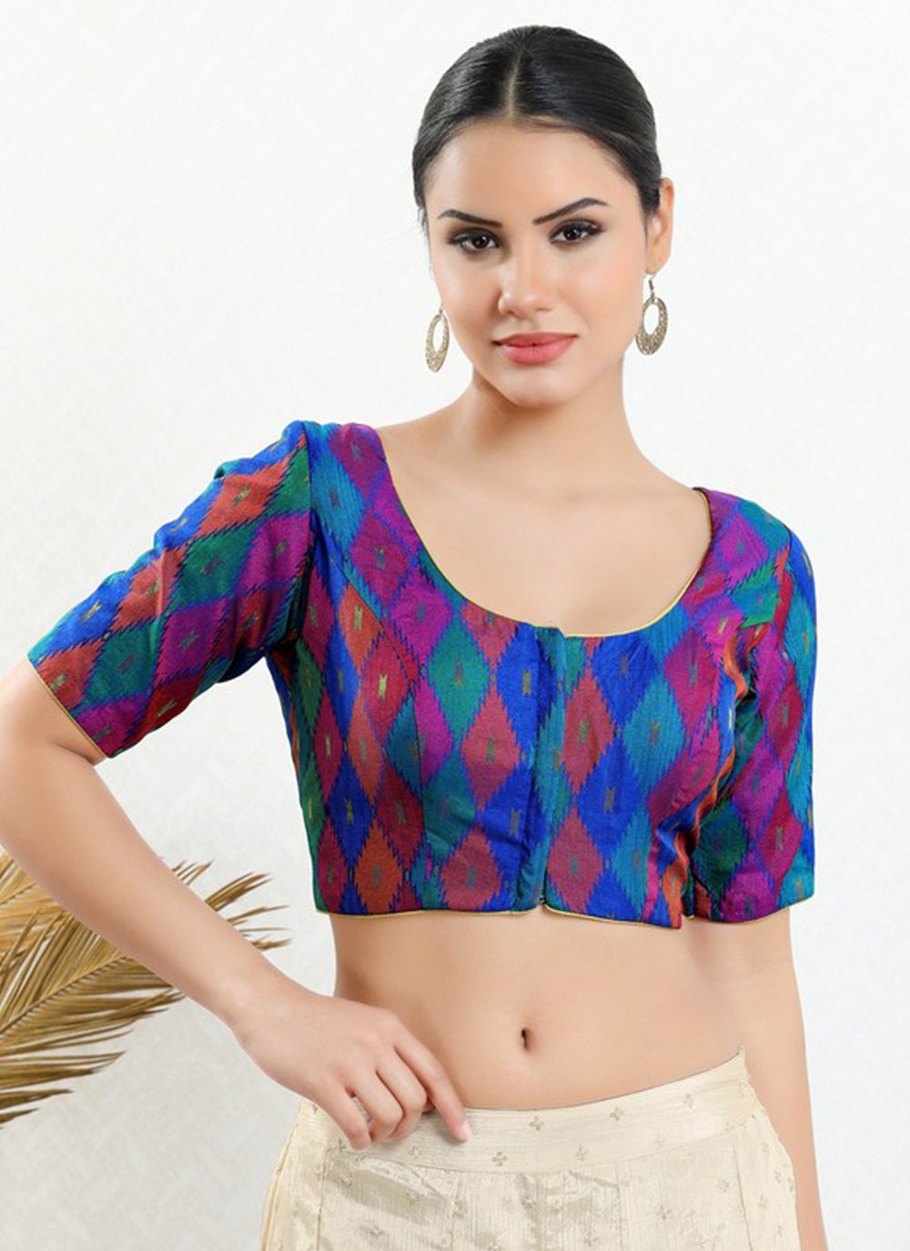 Blouse Jacquard Multi Colour Print Blouse