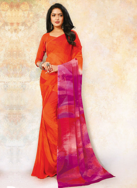 Contemporary Georgette Multi Colour Print Saree