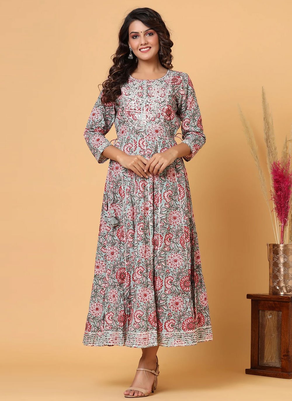 Gown Cotton Multi Colour Print Gown